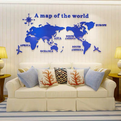 World Map Wall 3D Acrylic Wall Stickers - BestShop
