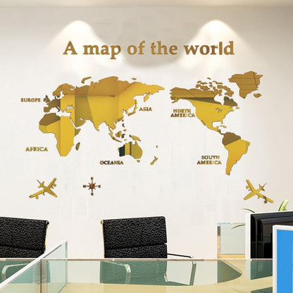 World Map Wall 3D Acrylic Wall Stickers - BestShop